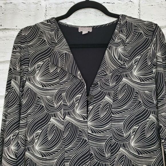 J Jill Wearever Collection Jacket Top Womens Small One Button Black White - Picture 9 of 9